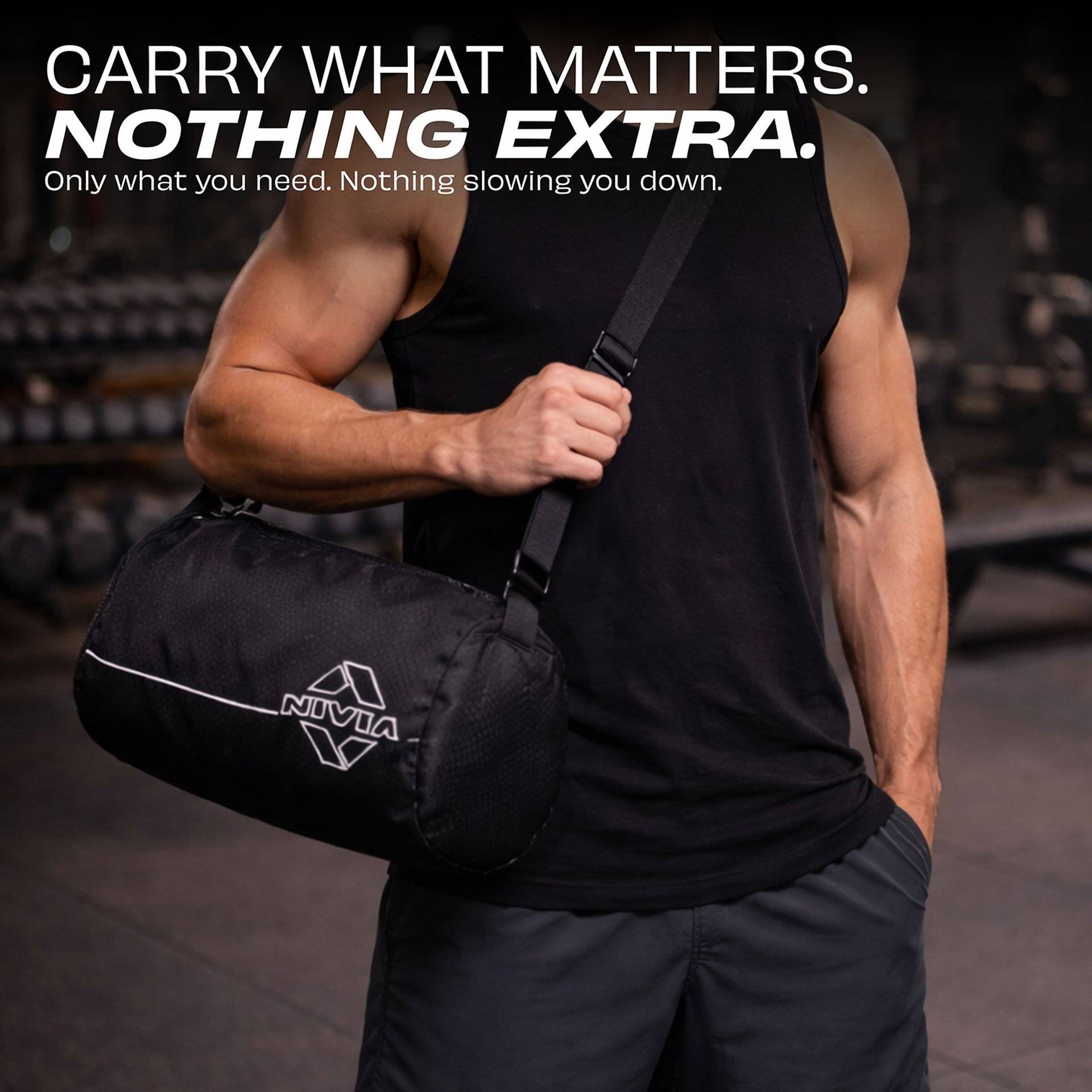 Nivia Basic Polyester Gym Duffle Bag 11L Black - Image 7